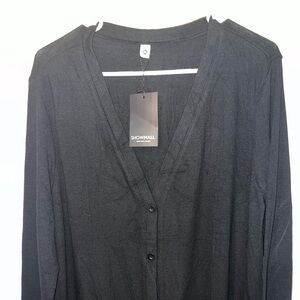 showmall black button up blouse sweater NWT